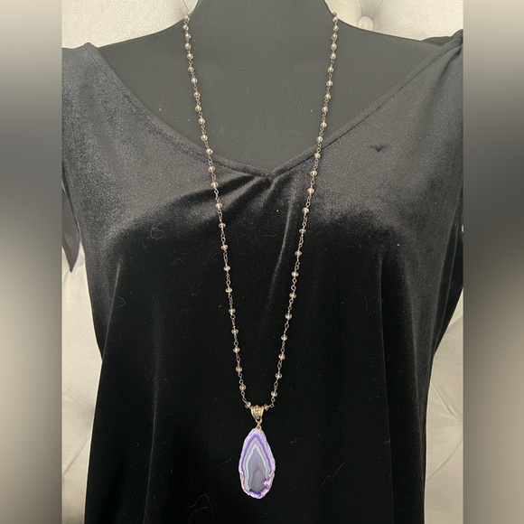 Vintage chain with purple agate druzy - Picture 2 of 2